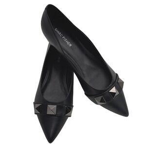 Marc Fisher Women Black Pointed Toe Studded Ballet Flats Size 7M